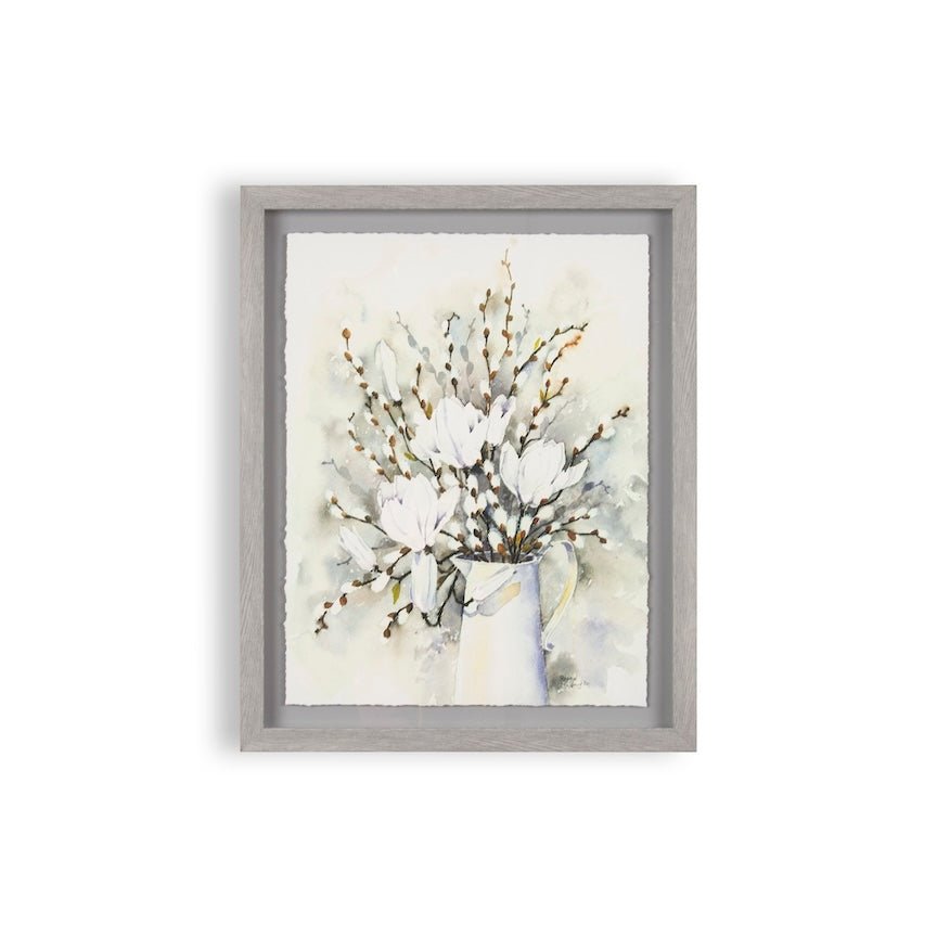 115033 - Graham & Brown - Laura Ashley Pussy Willow in Vase Framed Wall Art - Decor Warehouse