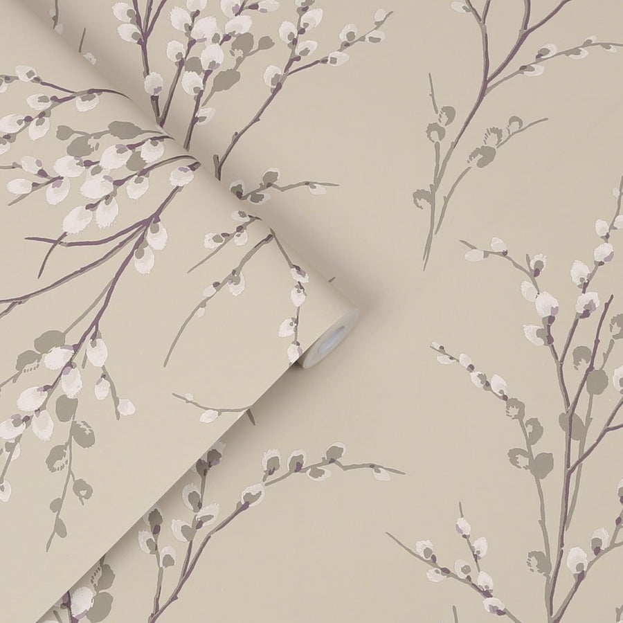 113358 - Laura Ashley - Laura Ashley Pussy Willow Natural Wallpaper - Decor Warehouse