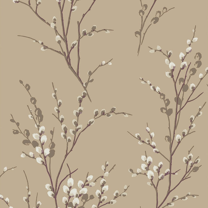 113358 - Laura Ashley - Laura Ashley Pussy Willow Natural Wallpaper - Decor Warehouse