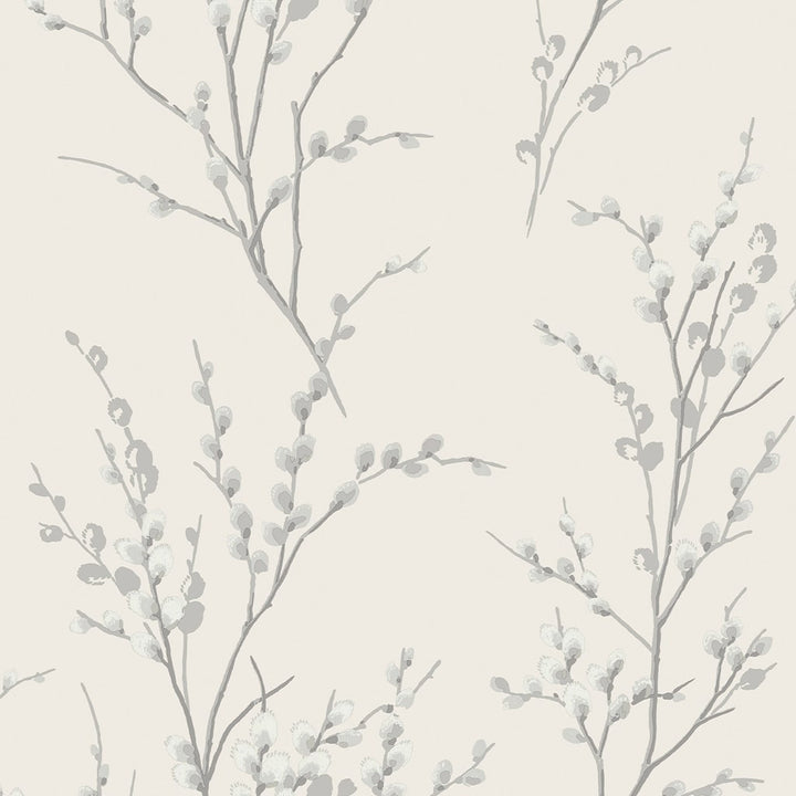 113359 - Laura Ashley - Laura Ashley Pussy Willow Off White and Steel Wallpaper - Decor Warehouse