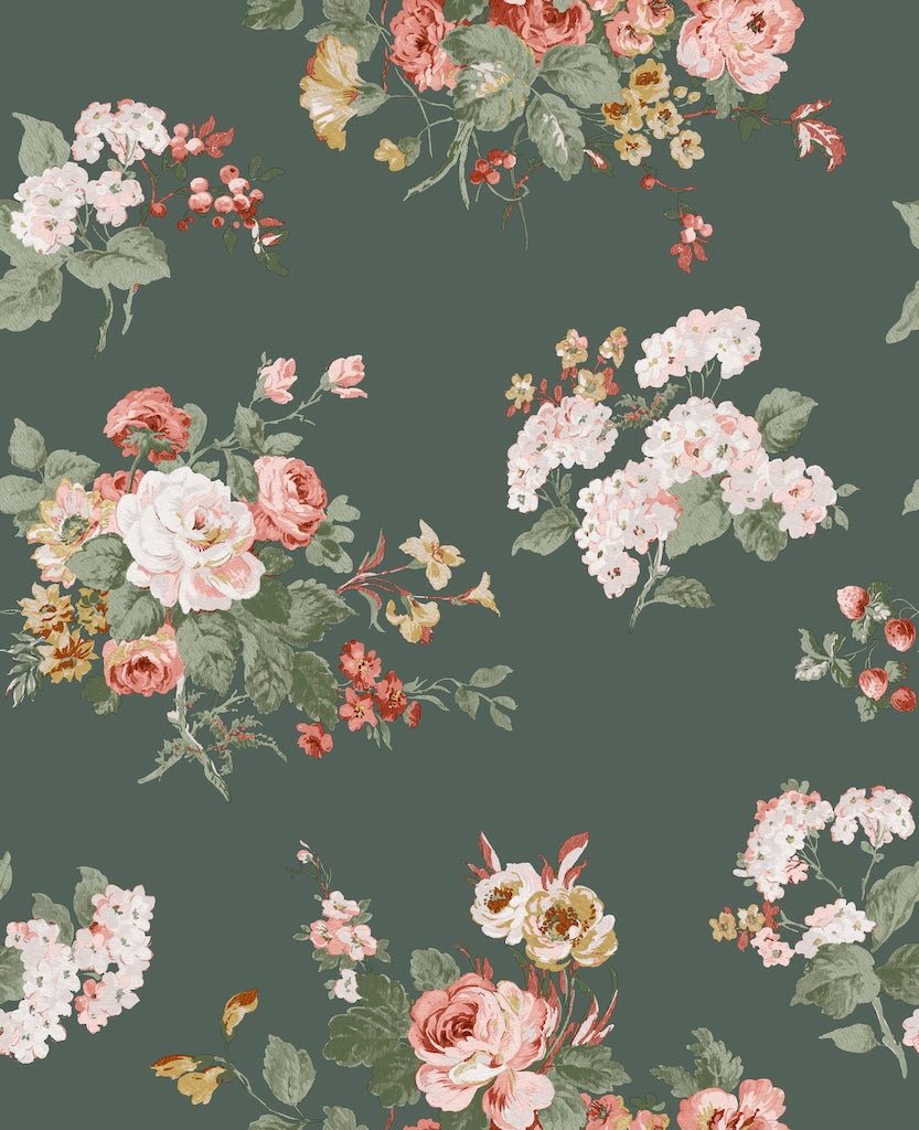 114896 - Laura Ashley - Laura Ashley Rosemore Fern Wallpaper - Decor Warehouse