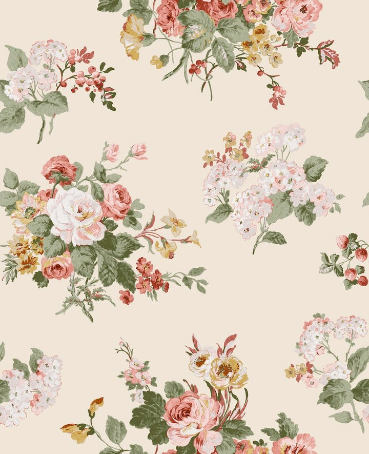 114897 - Laura Ashley - Laura Ashley Rosemore Pale Sable Wallpaper - Decor Warehouse