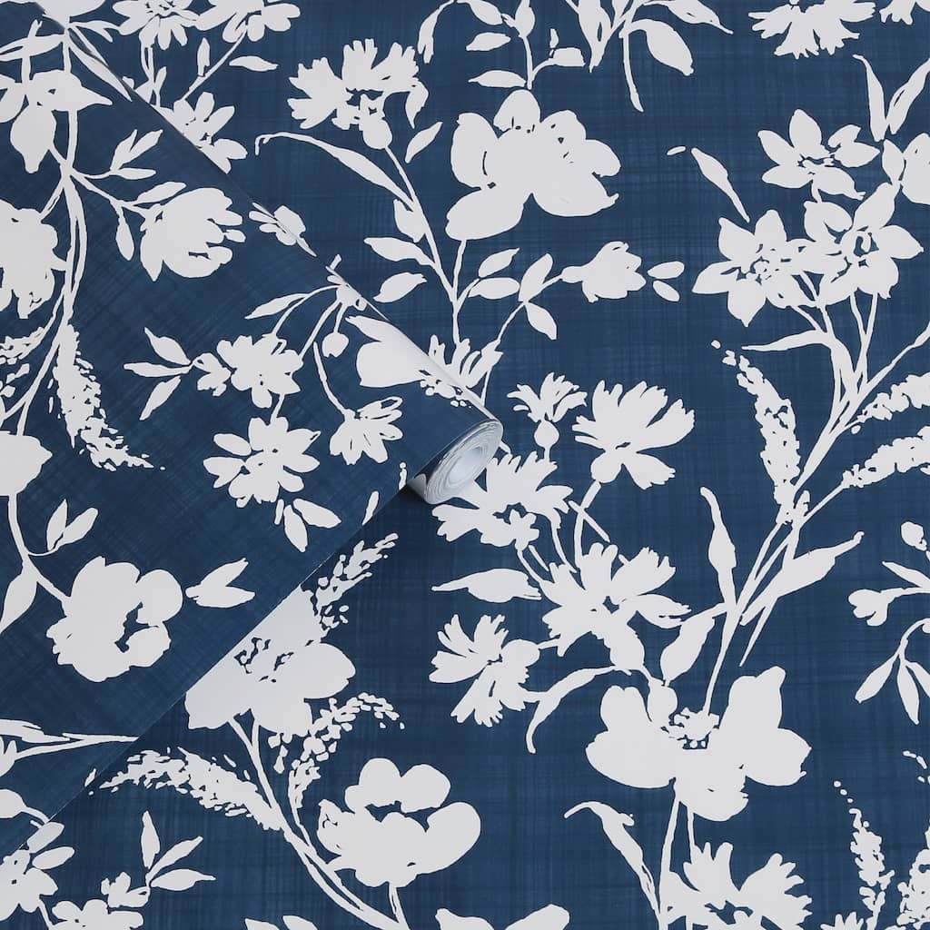 119854 - Laura Ashley - Laura Ashley Rye Midnight Seaspray Blue Wallpaper - Decor Warehouse