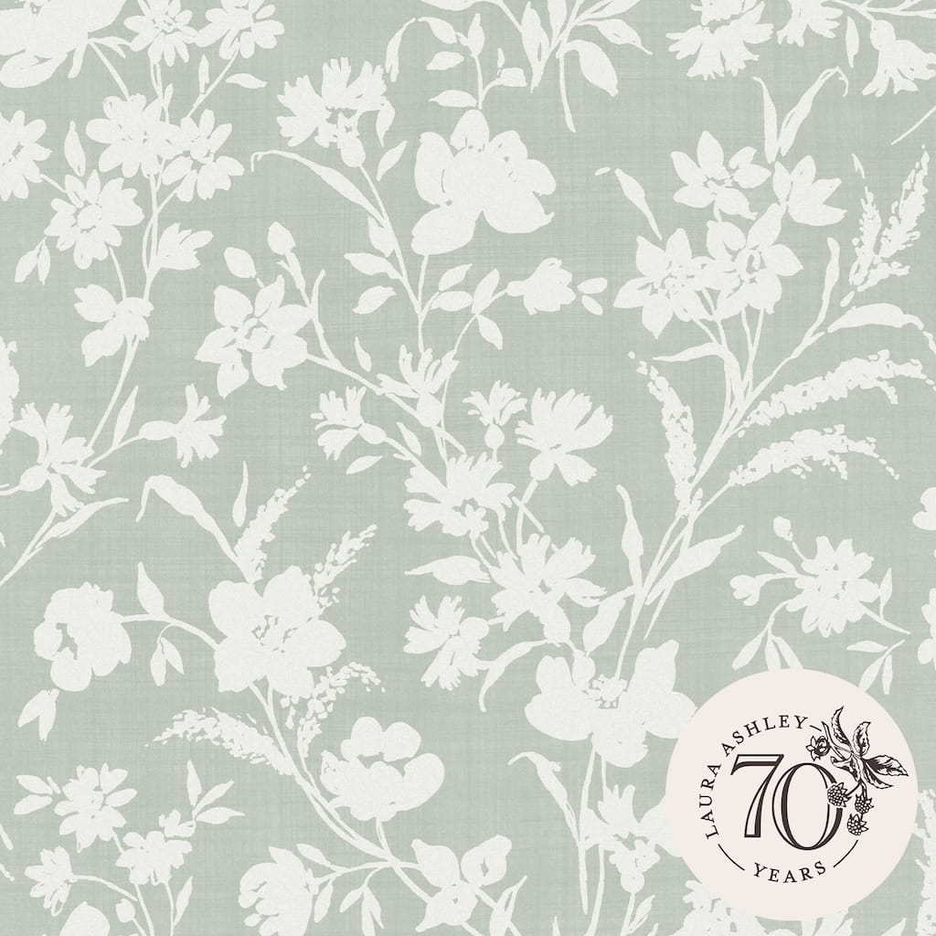 119855 - Laura Ashley - Laura Ashley Rye Sage Green Wallpaper - Decor Warehouse