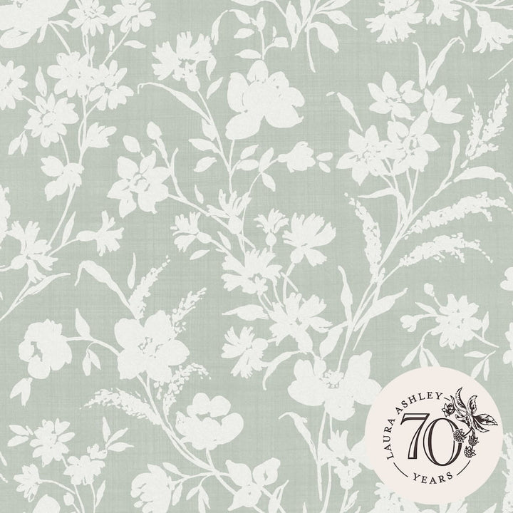 119855 - Laura Ashley - Laura Ashley Rye Sage Green Wallpaper - Decor Warehouse