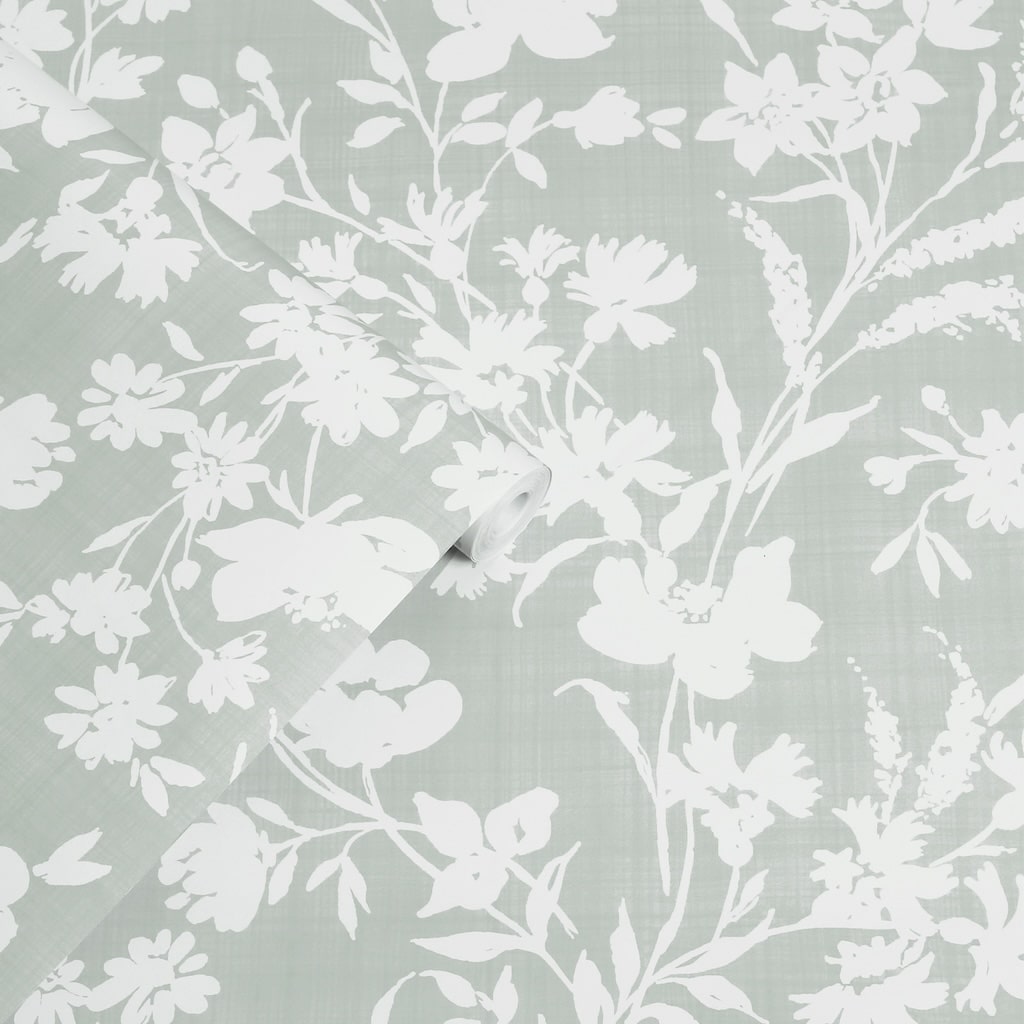 119855 - Laura Ashley - Laura Ashley Rye Sage Green Wallpaper - Decor Warehouse