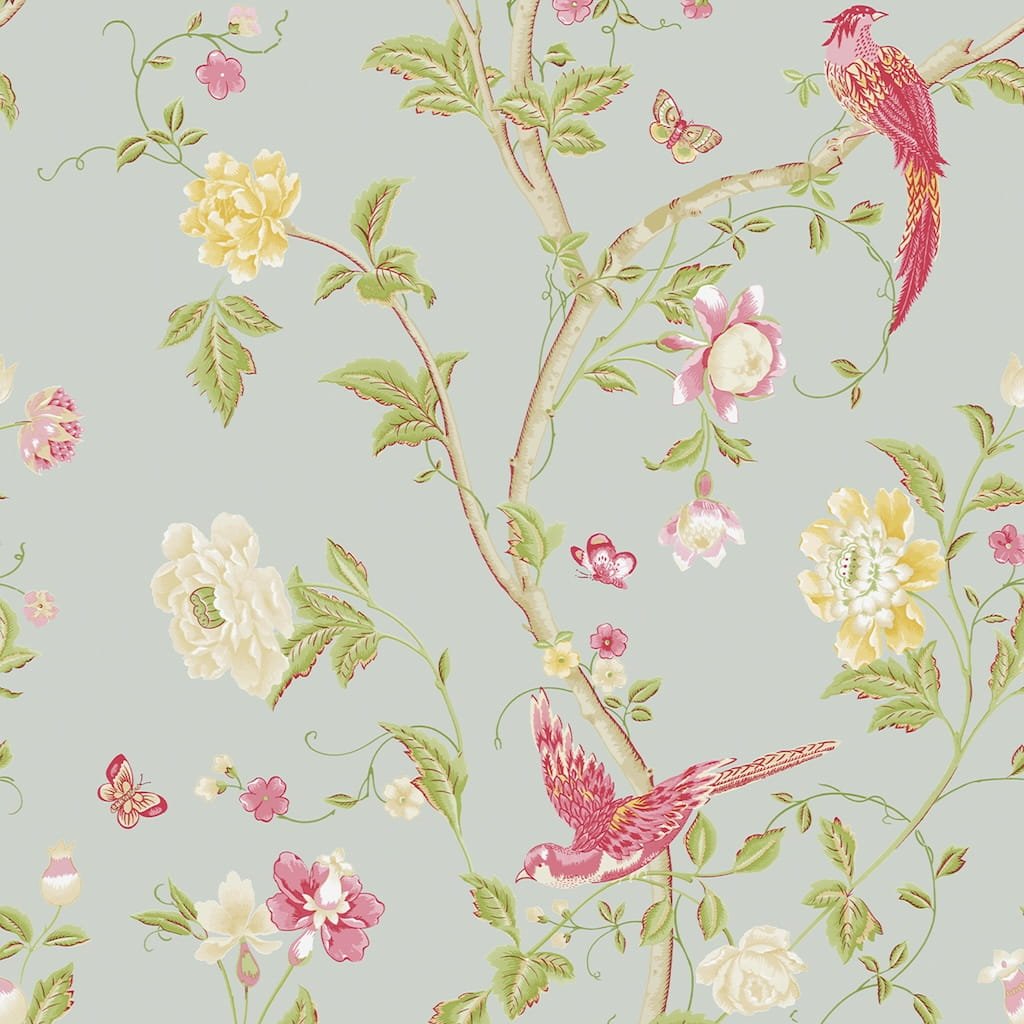 113392 - Laura Ashley - Laura Ashley Summer Palace Duck Egg Wallpaper - Decor Warehouse