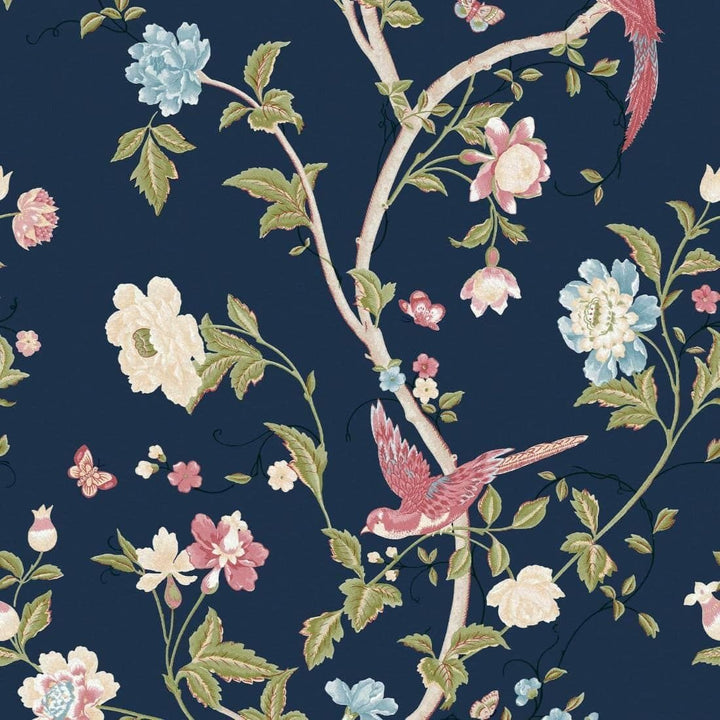 120134-Laura Ashley-Laura Ashley Summer Palace Midnight Blue Wallpaper-Decor Warehouse