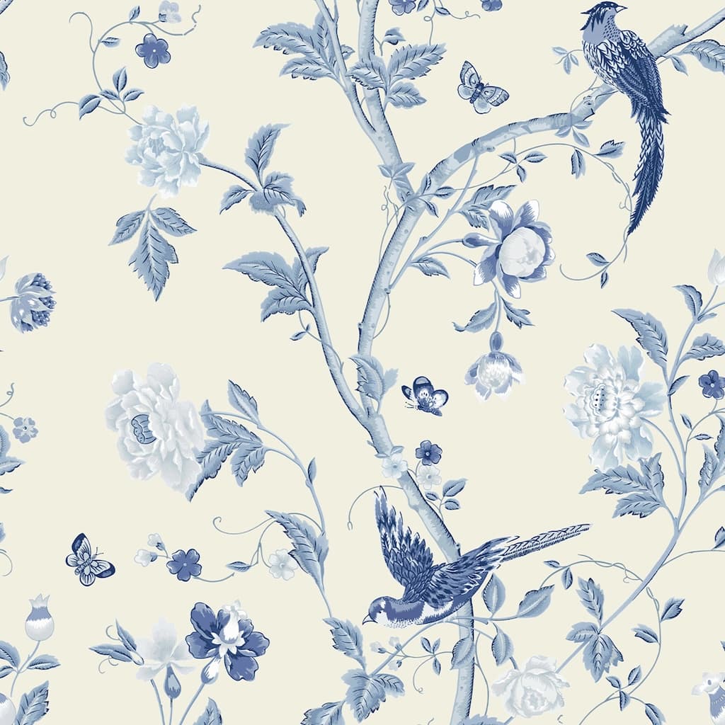 113390 - Laura Ashley - Laura Ashley Summer Palace Royal Blue Wallpaper - Decor Warehouse