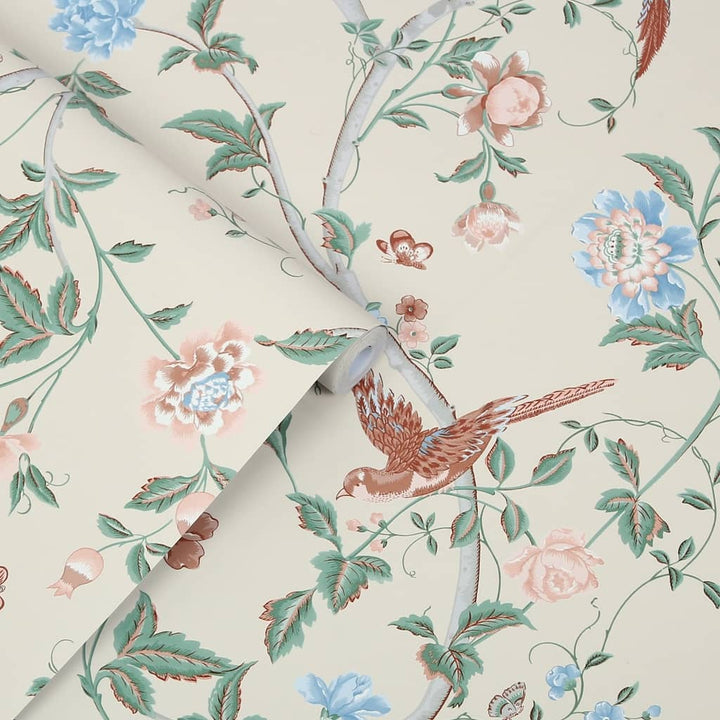 120133 - Laura Ashley - Laura Ashley Summer Palace Sage Apricot Wallpaper - Decor Warehouse