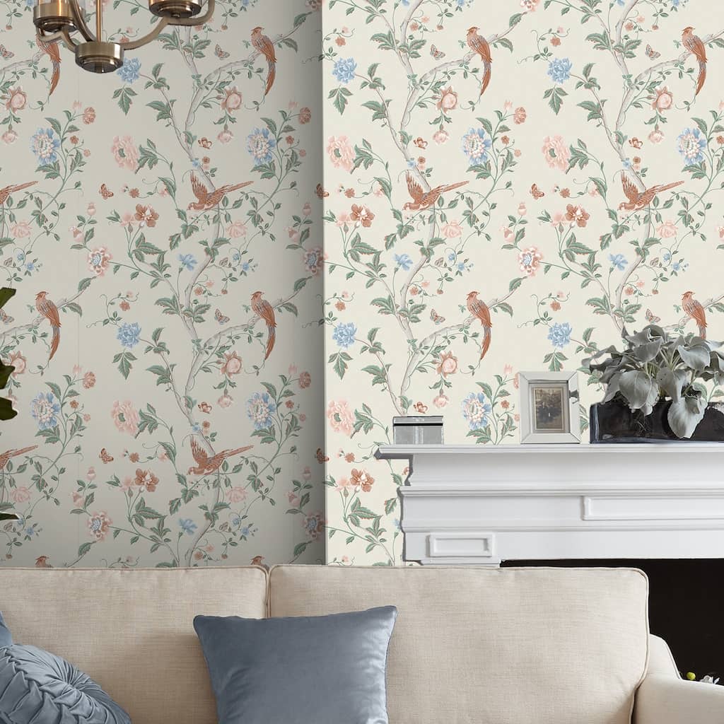 120133 - Laura Ashley - Laura Ashley Summer Palace Sage Apricot Wallpaper - Decor Warehouse