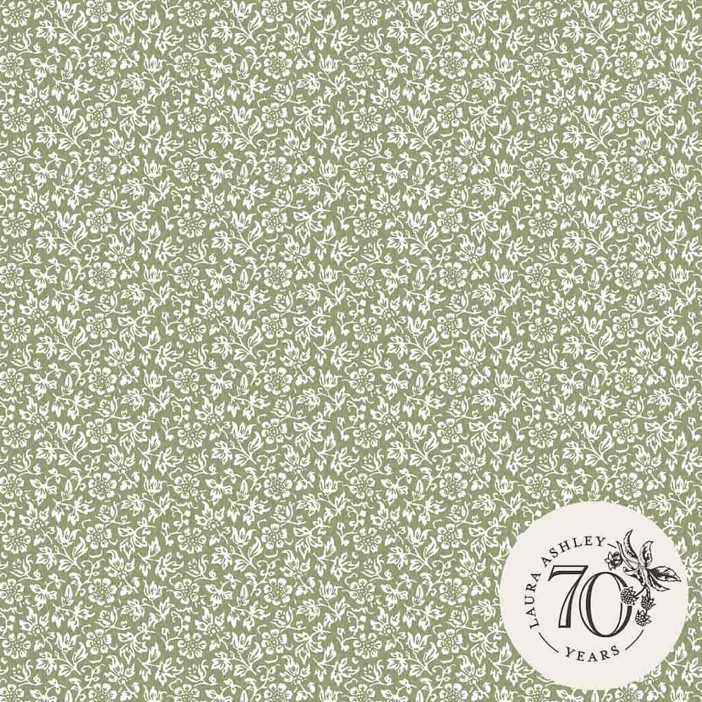 121077 - Laura Ashley - Laura Ashley Sweet Alyssum Moss Green Wallpaper - Decor Warehouse