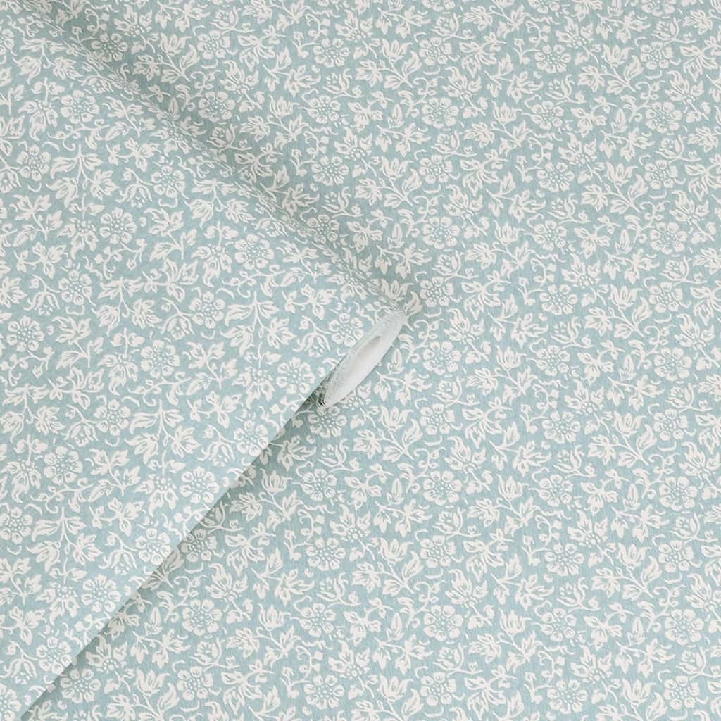 121078 - Laura Ashley - Laura Ashley Sweet Alyssum Pale Seaspray Blue Wallpaper - Decor Warehouse