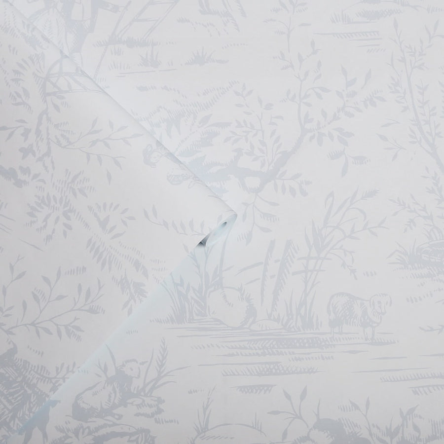 118495 - Laura Ashley - Laura Ashley Toile De Jouy Sugared Grey Wallpaper - Decor Warehouse