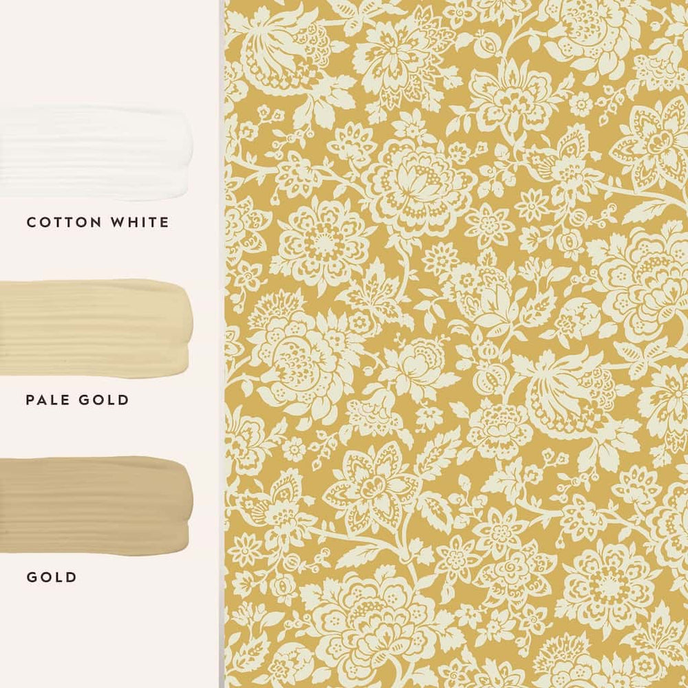 121072 - Laura Ashley - Laura Ashley Trailing Laurissa Pale Ochre Yellow Wallpaper - Decor Warehouse