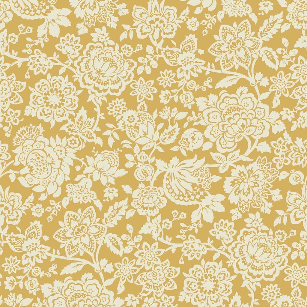 121072 - Laura Ashley - Laura Ashley Trailing Laurissa Pale Ochre Yellow Wallpaper - Decor Warehouse