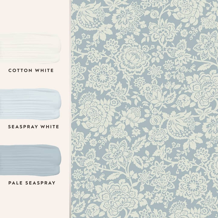 121073 - Laura Ashley - Laura Ashley Trailing Laurissa Pale Seaspray Blue Wallpaper - Decor Warehouse