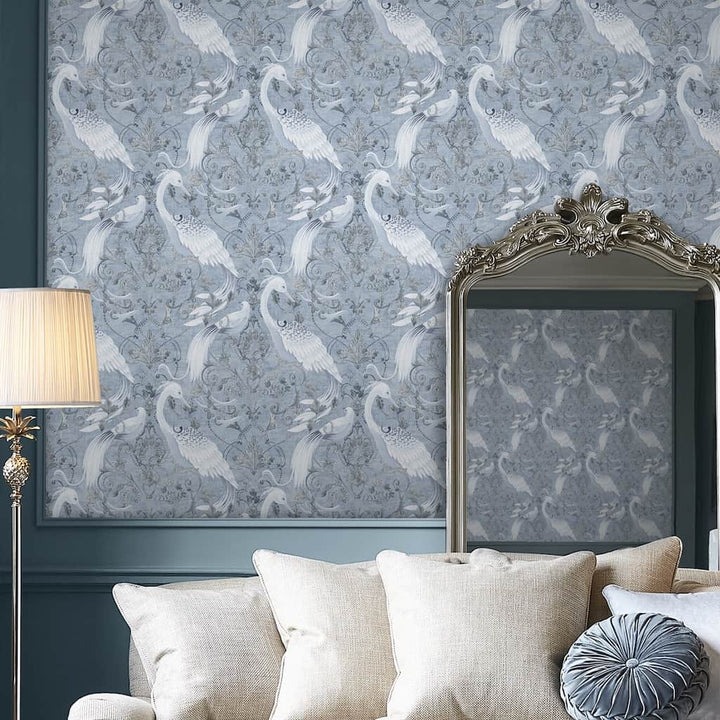 120132 - Laura Ashley - Laura Ashley Tregaron Midnight Blue Wallpaper - Decor Warehouse