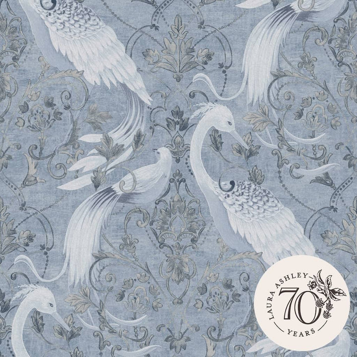 120132 - Laura Ashley - Laura Ashley Tregaron Midnight Blue Wallpaper - Decor Warehouse