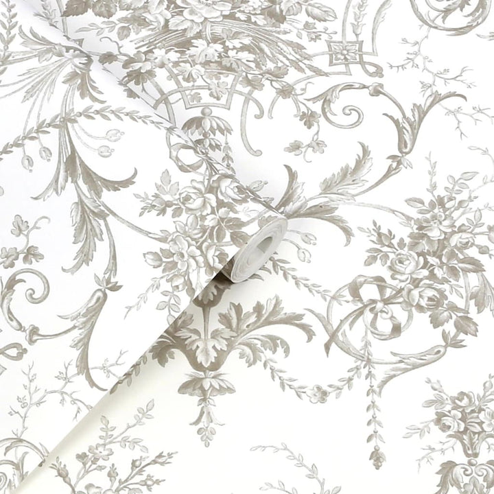 130111 - Laura Ashley - Laura Ashley Tuileries Dark Dove Grey Wallpaper - Decor Warehouse