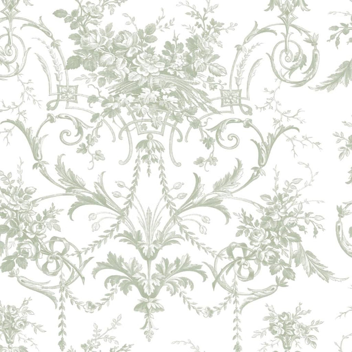 130112 - Laura Ashley - Laura Ashley Tuileries Sage Green Wallpaper - Decor Warehouse