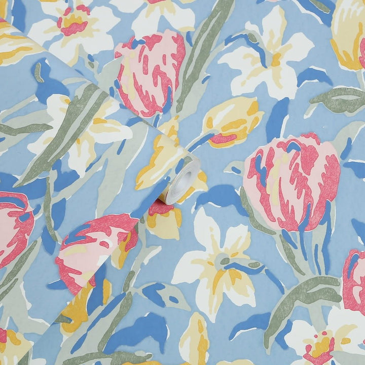 119847 - Laura Ashley - Laura Ashley Tulips China Blue Wallpaper - Decor Warehouse