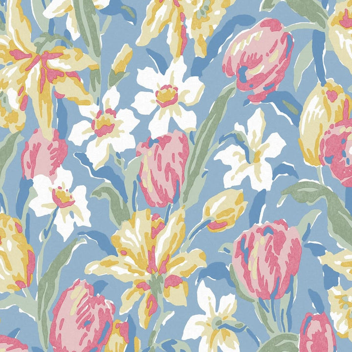 119847 - Laura Ashley - Laura Ashley Tulips China Blue Wallpaper - Decor Warehouse