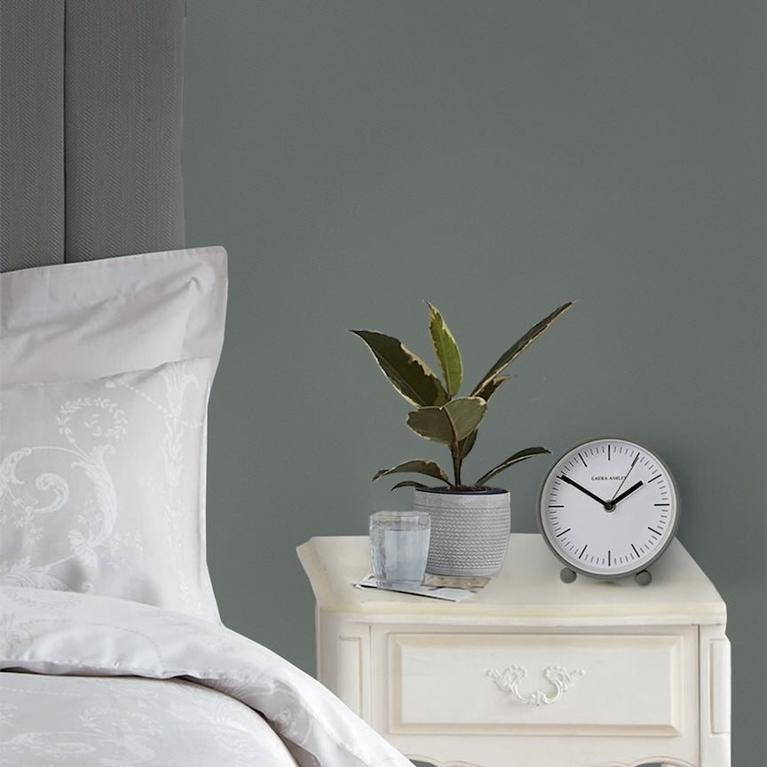 115775 - Graham & Brown - Laura Ashley Twyford Small Bedside Grey Clock - Decor Warehouse