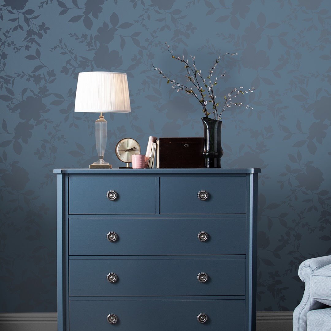 118484 - Laura Ashley - Laura Ashley Westbourne Midnight Blue Wallpaper - Decor Warehouse