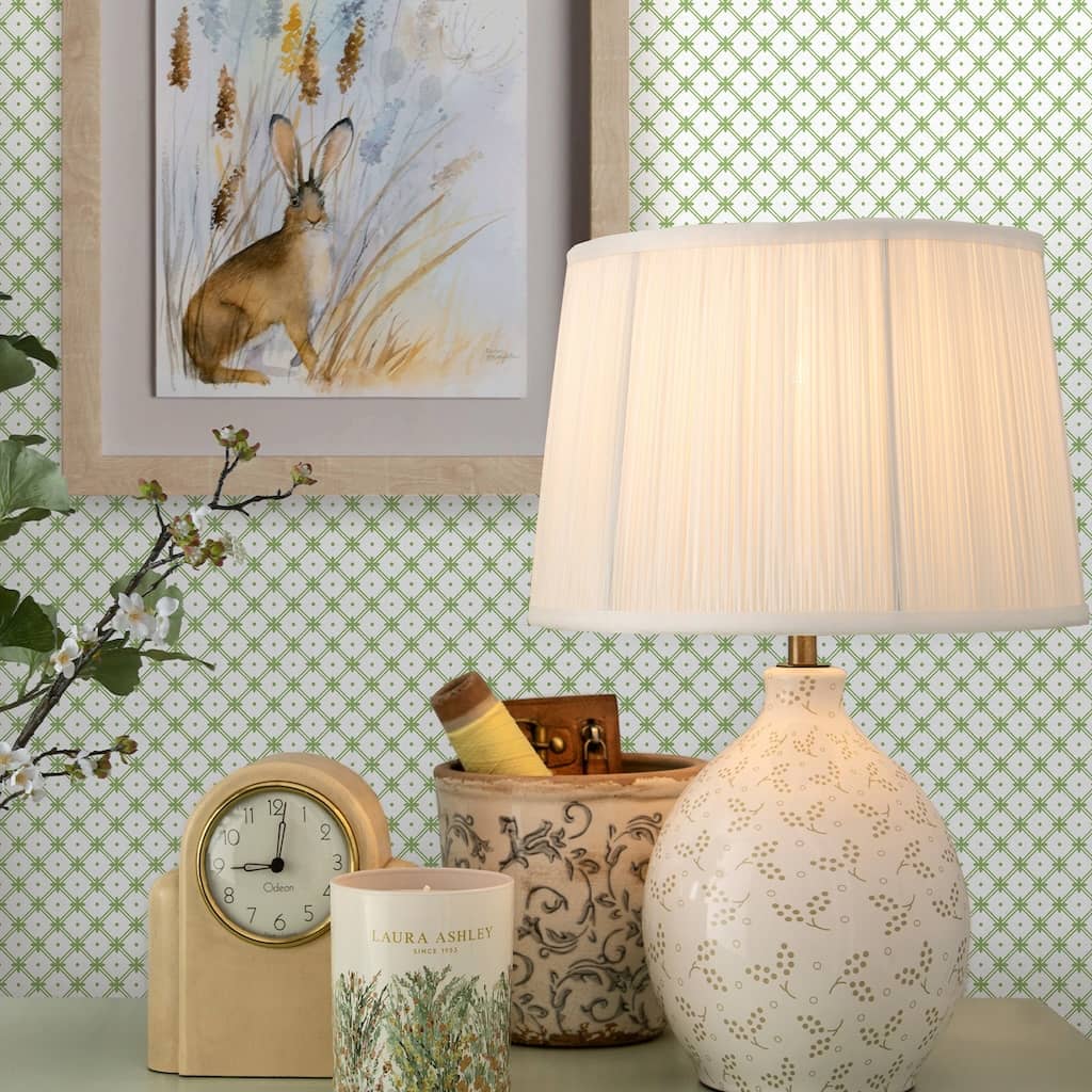 Laura Ashley | Wickerwork Leaf Green Wallpaper