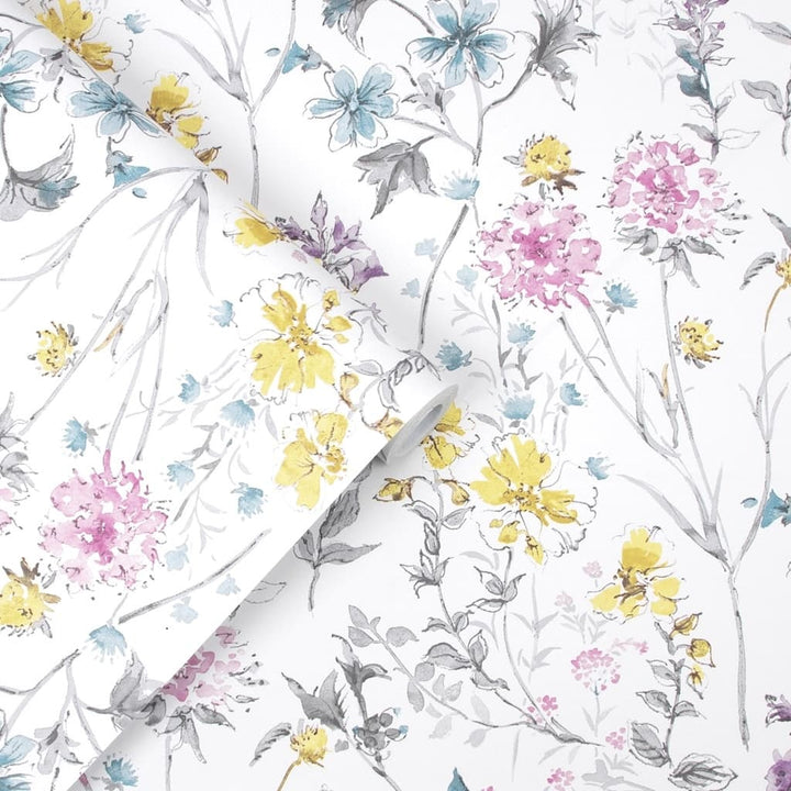 113363 - Laura Ashley - Laura Ashley Wild Meadow Multi Wallpaper - Decor Warehouse