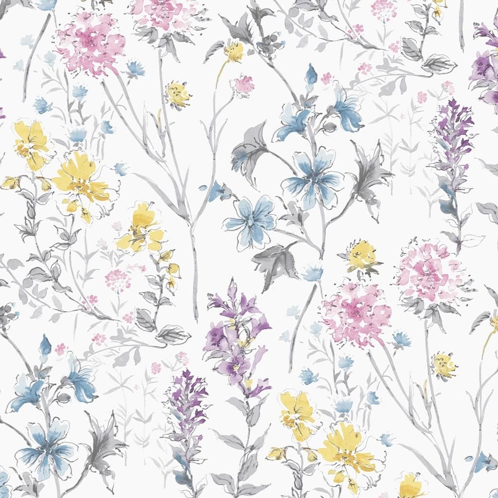 113363 - Laura Ashley - Laura Ashley Wild Meadow Multi Wallpaper - Decor Warehouse