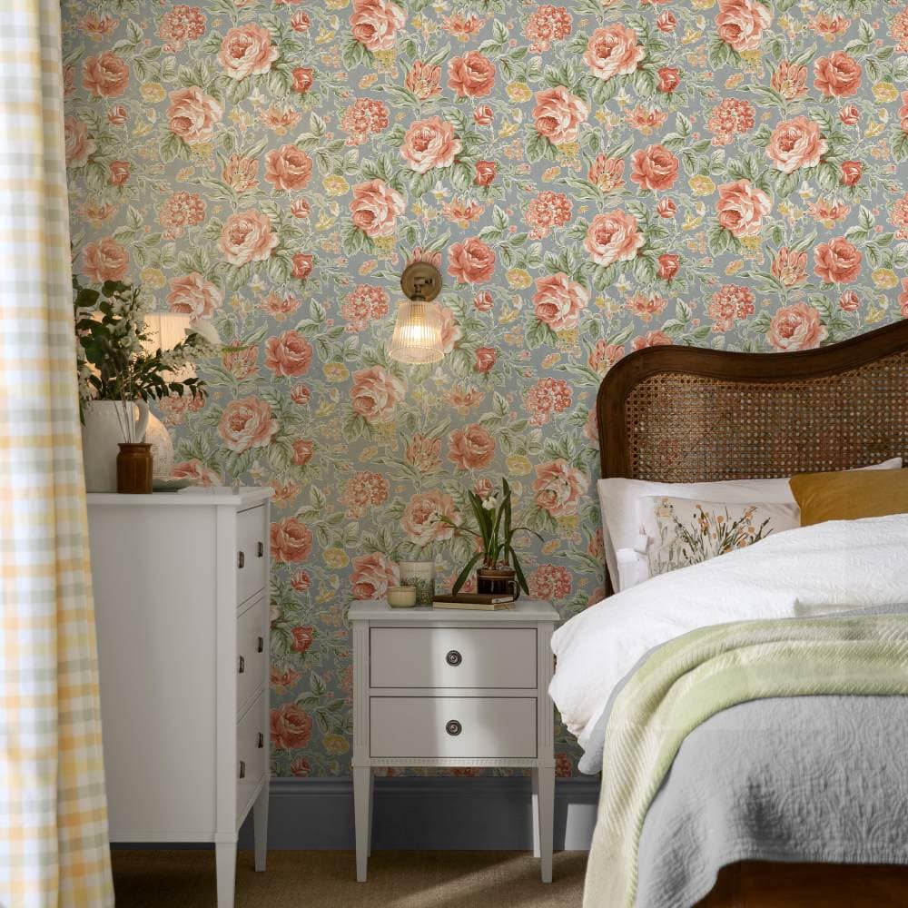 122753 - Laura Ashley - Laura Ashley Wild Roses Ochre Yellow Wallpaper - Decor Warehouse