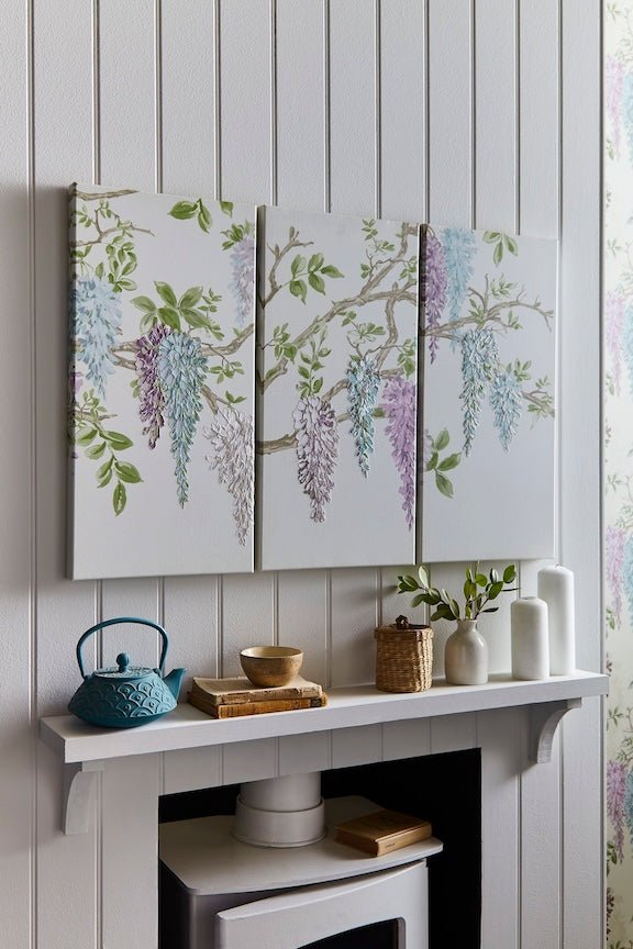 115035 - Graham & Brown - Laura Ashley Wisteria Garden Printed Canvas Wall Art - Decor Warehouse