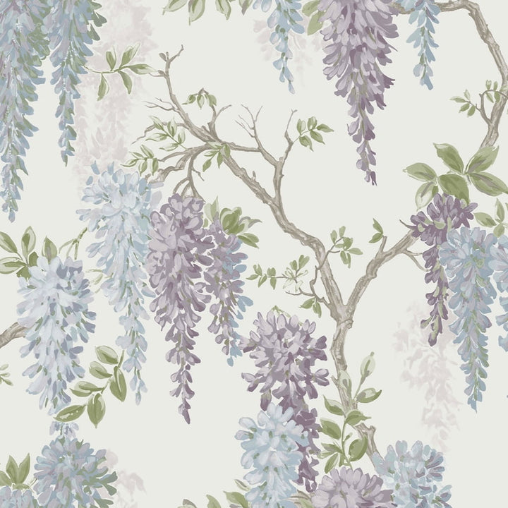 113356 - Laura Ashley - Laura Ashley Wisteria Gardens Pale Iris Wallpaper - Decor Warehouse