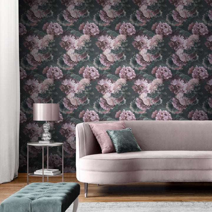 144061 - Muriva - Lipsy Issey Wallpaper Green & Blush Muriva Wallpaper - Decor Warehouse