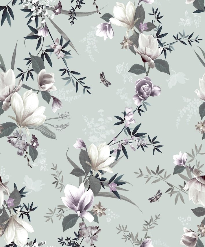 144050-Muriva-Lipsy Lotus Duck Egg Floral Wallpaper-Decor Warehouse