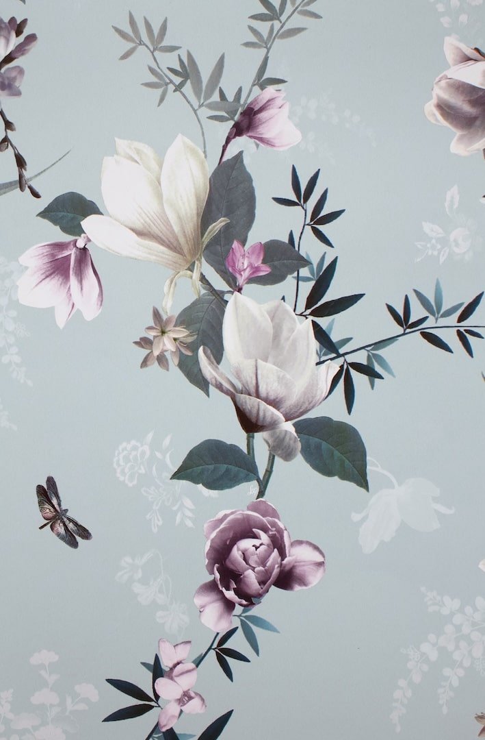 144050-Muriva-Lipsy Lotus Duck Egg Floral Wallpaper-Decor Warehouse