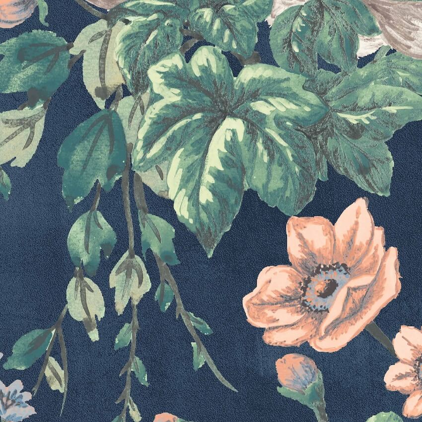 WM-411-01-Woodchip & Magnolia-Maurice Navy / Coral Wallpaper-Decor Warehouse