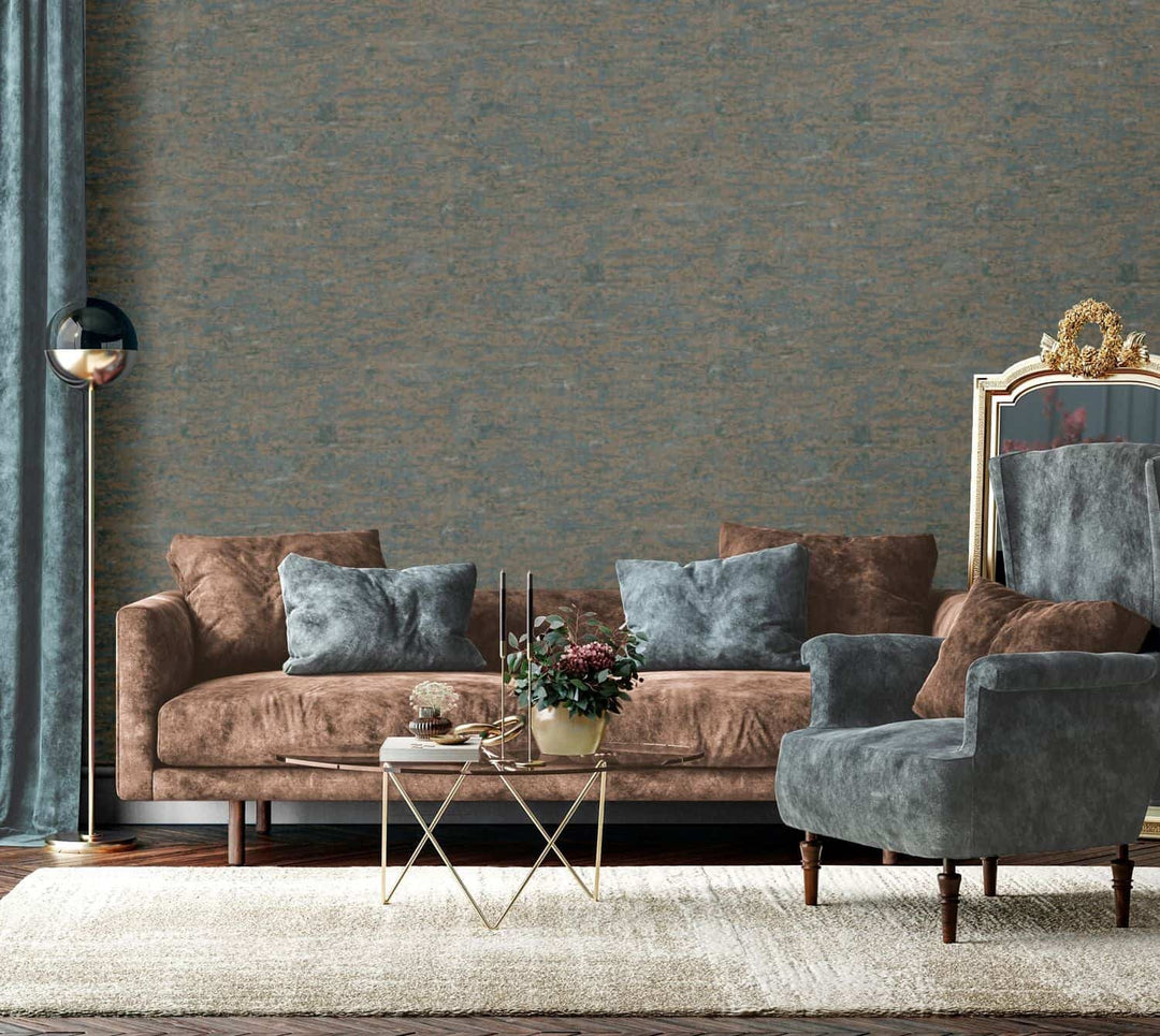 LT7727-Decor Warehouse-Meirgeach Teal & Gold Textured Wallpaper-Decor Warehouse