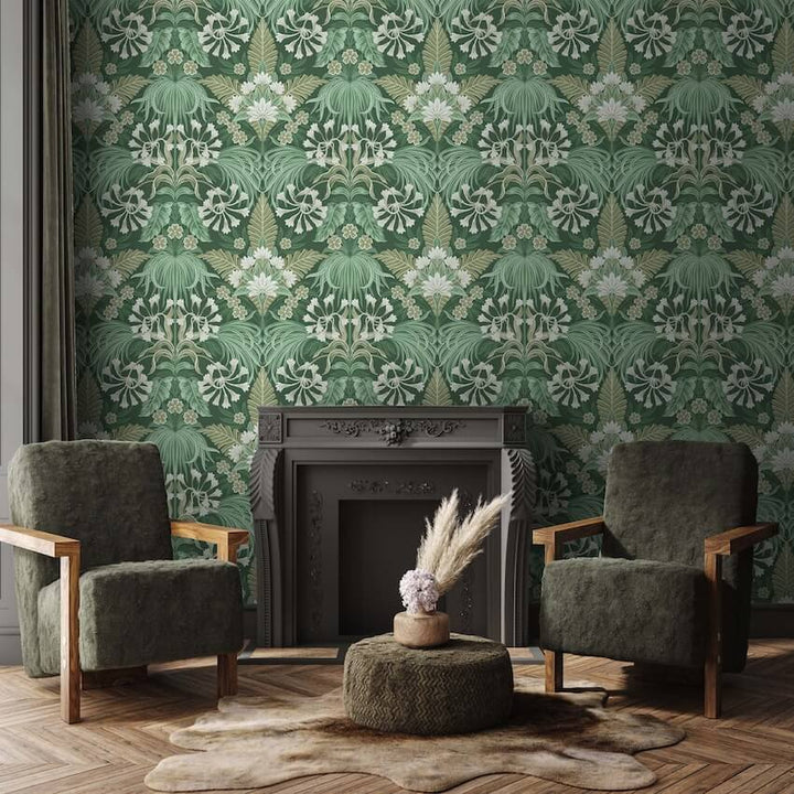 WM-380-03-Woodchip & Magnolia-Mirk Moss Green Wallpaper-Decor Warehouse