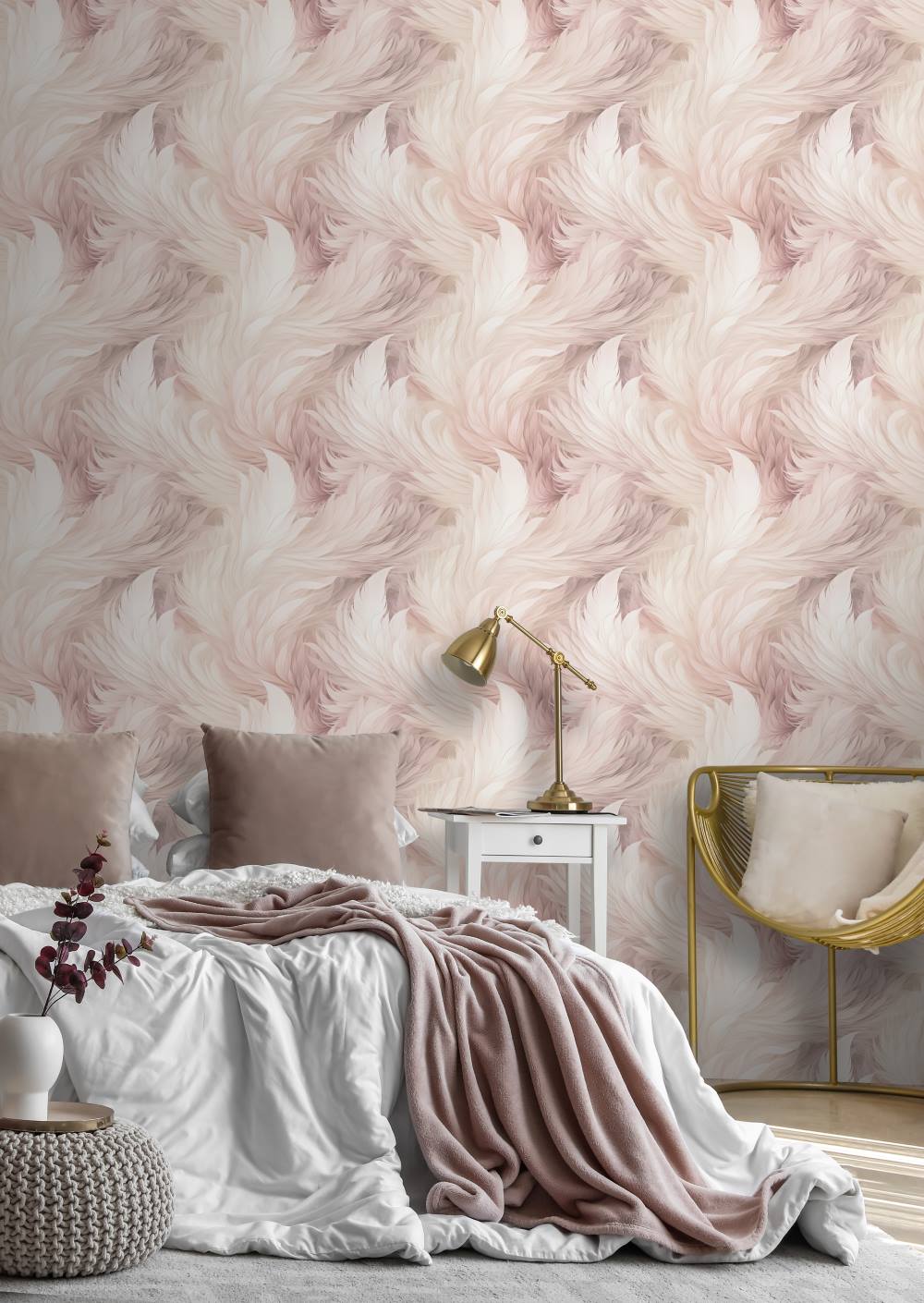 217504 - Muriva - Muriva Blush Plumes Wallpaper - Decor Warehouse