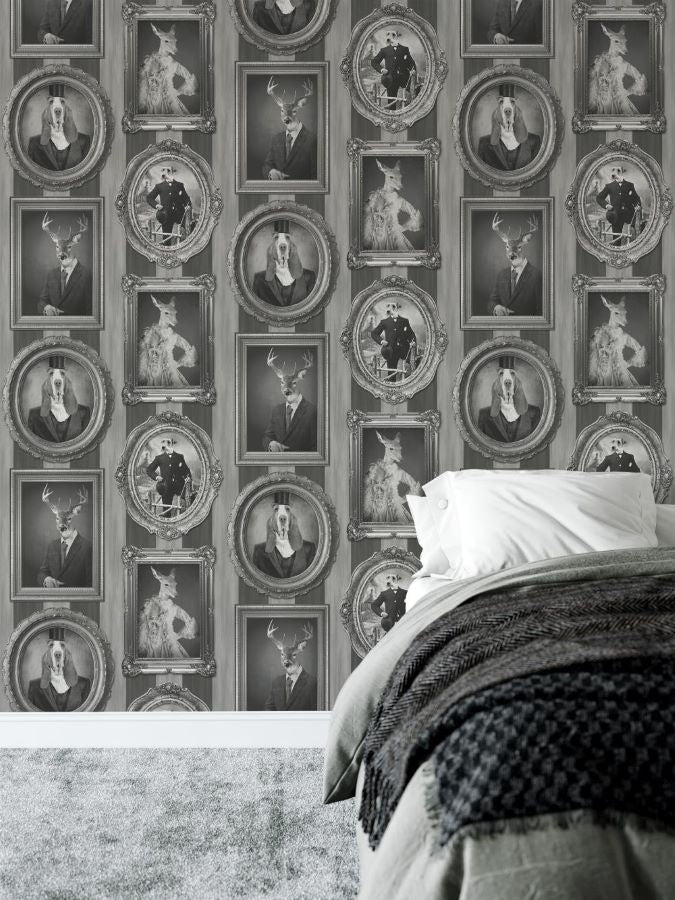 J59309 - Muriva - Muriva Dogs in Frames Black and White Wallpaper - Decor Warehouse