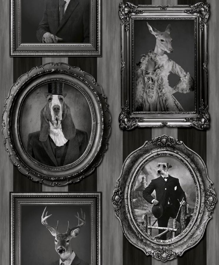 J59309 - Muriva - Muriva Dogs in Frames Black and White Wallpaper - Decor Warehouse