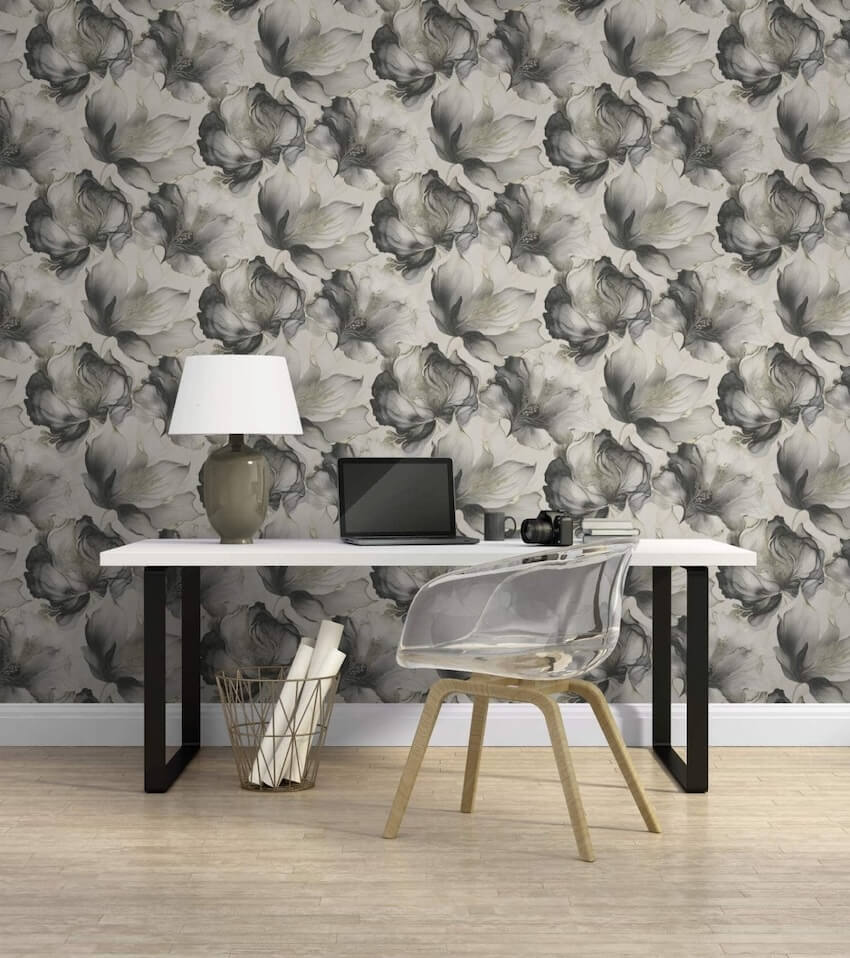 212502-Muriva-Muriva Elysian Floral Black/Gold Metallic Wallpaper-Decor Warehouse