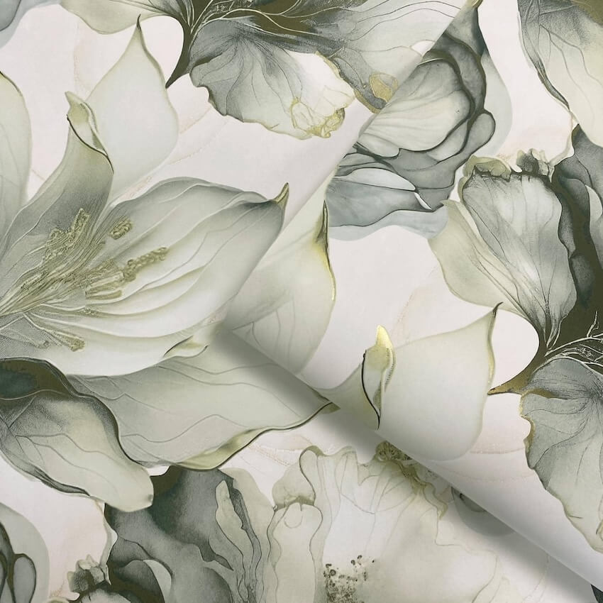 212503-Muriva-Muriva Elysian Floral Green/Gold Metallic Wallpaper-Decor Warehouse