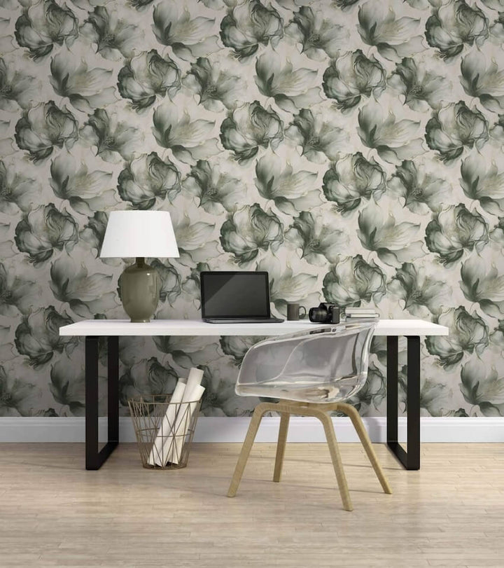 212503-Muriva-Muriva Elysian Floral Green/Gold Metallic Wallpaper-Decor Warehouse