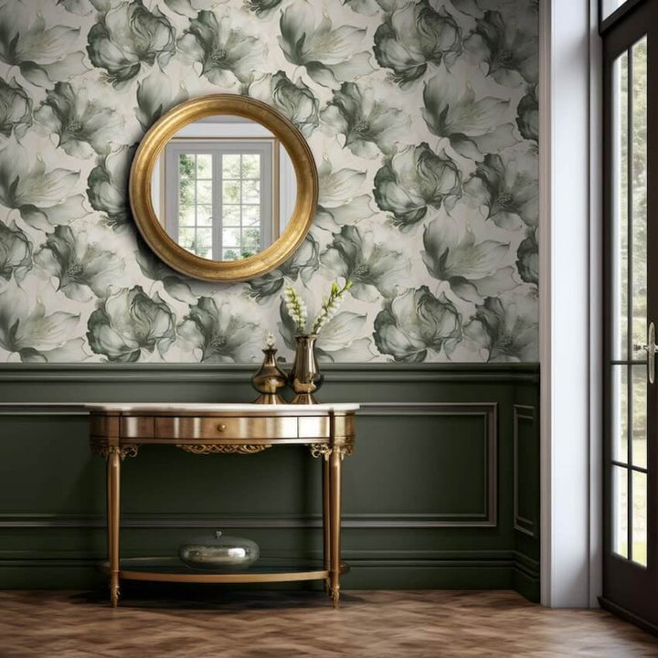 212503-Muriva-Muriva Elysian Floral Green/Gold Metallic Wallpaper-Decor Warehouse