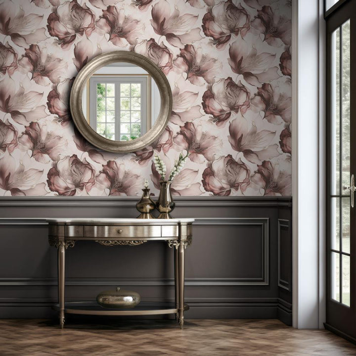 212504 - Muriva - Muriva Elysian Floral Pink Metallic Wallpaper - Decor Warehouse