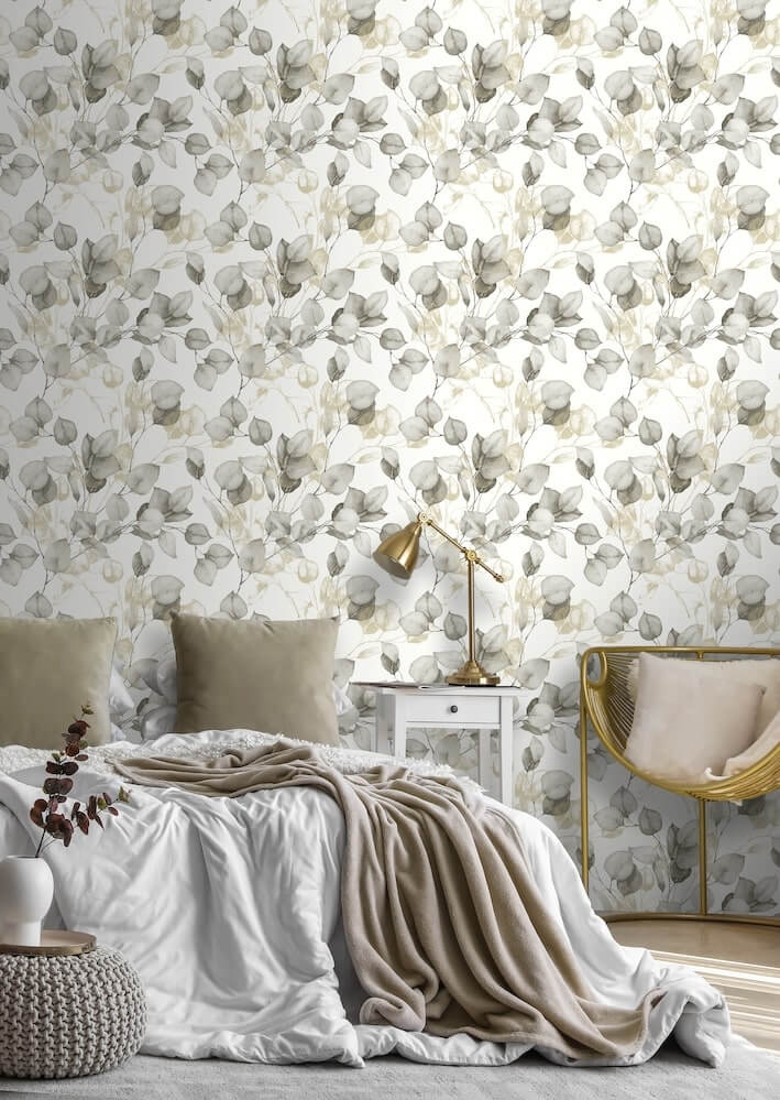 210503-Muriva-Muriva Eucalyptus Natural Metallic Gold Wallpaper-Decor Warehouse